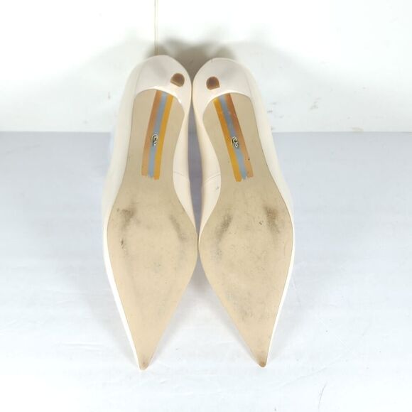 Sam Edelman Women's Kaya US7 Off White Leather Pointed Toe Kitten Heel Pump - Picture 11 of 16